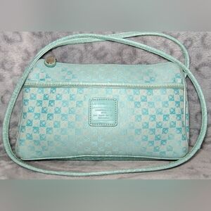 VINTAGE Liz Claiborne Aqua Shoulder Bag With Faux Croc Leather